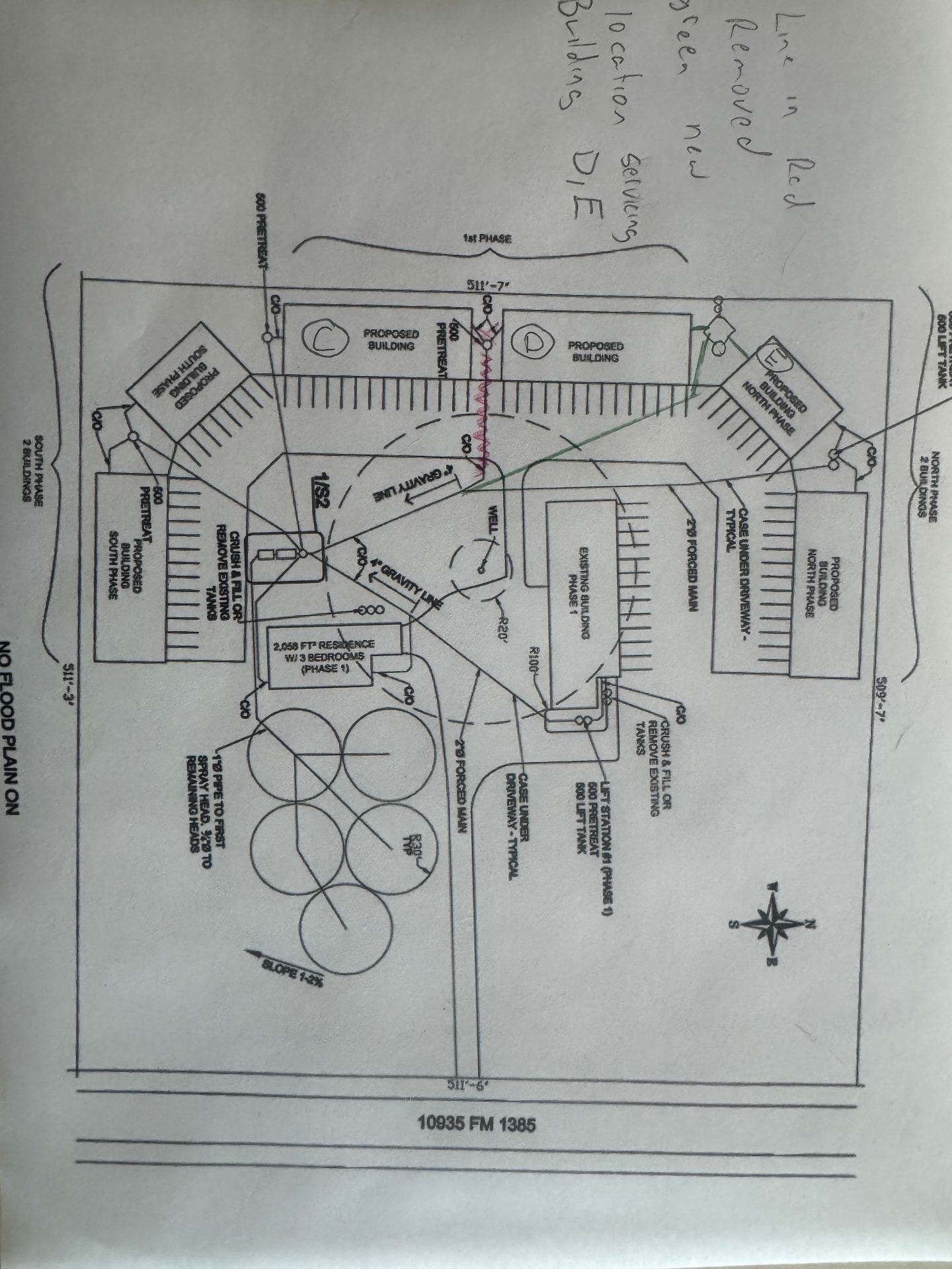 Site plan of the 1385 Business Park property showing 6 buildings around the perimeter